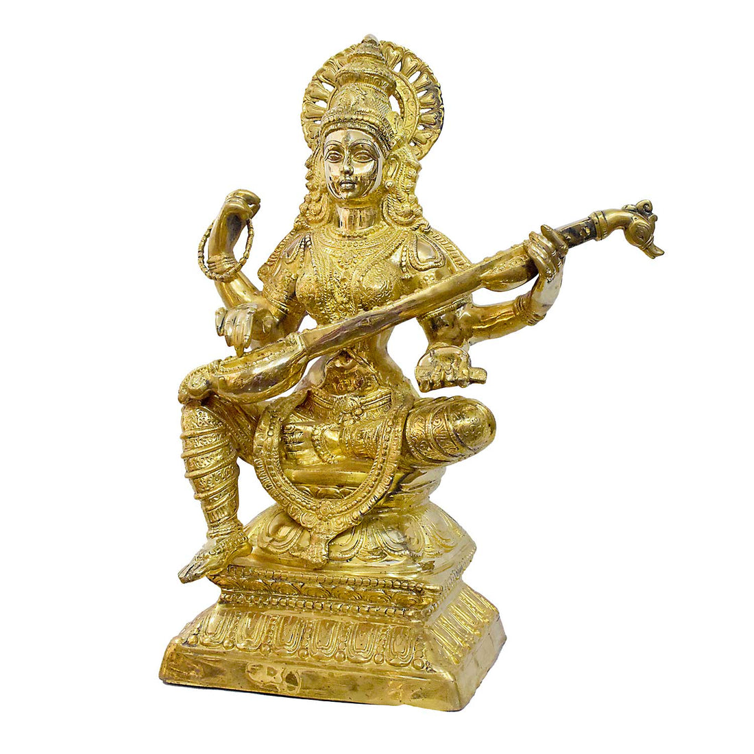 29 Inch Veena Saraswati Brass Murti – Goddess of Wisdom & Music