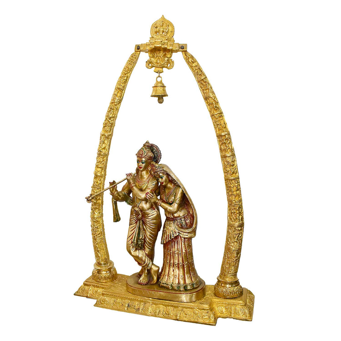 44 Inch Shri Radha-Krishna Brass Murti – Prem Mandap with Ghanti Shringar