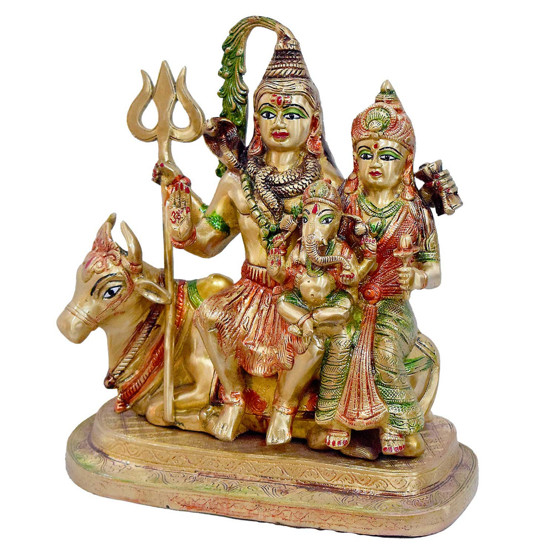 14 Inch Brass Shiv Parivaar Idol with Nandi