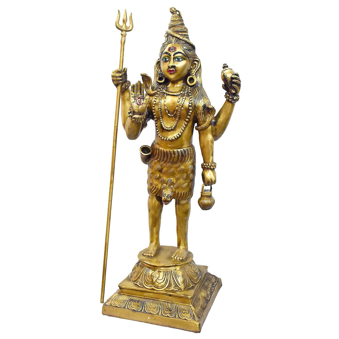 40 Inch Brass Standing Lord Shiva Statue - Idol with Trishul & Damaru