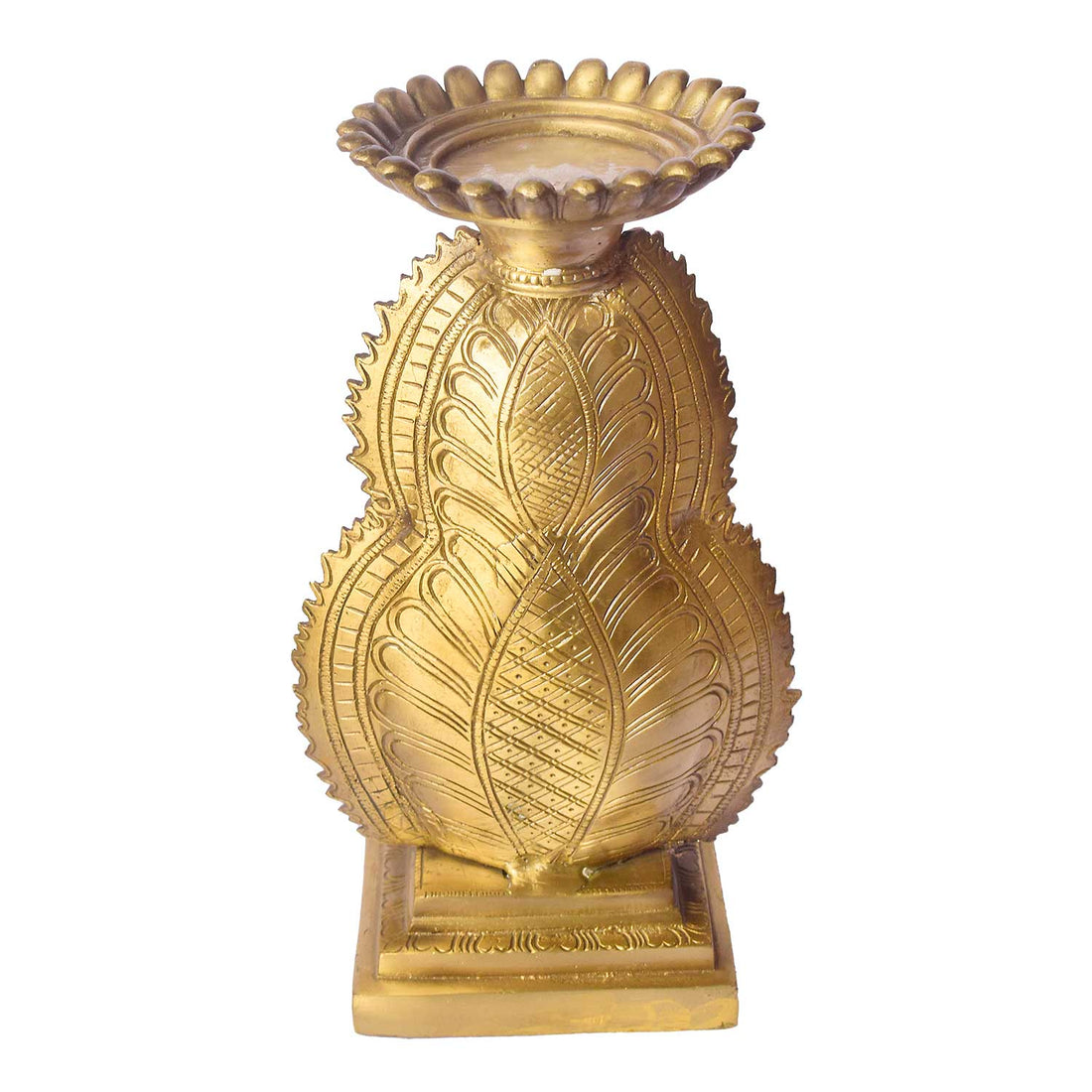 11.4 Inch Sculpted Brass Buddha Candle Stand