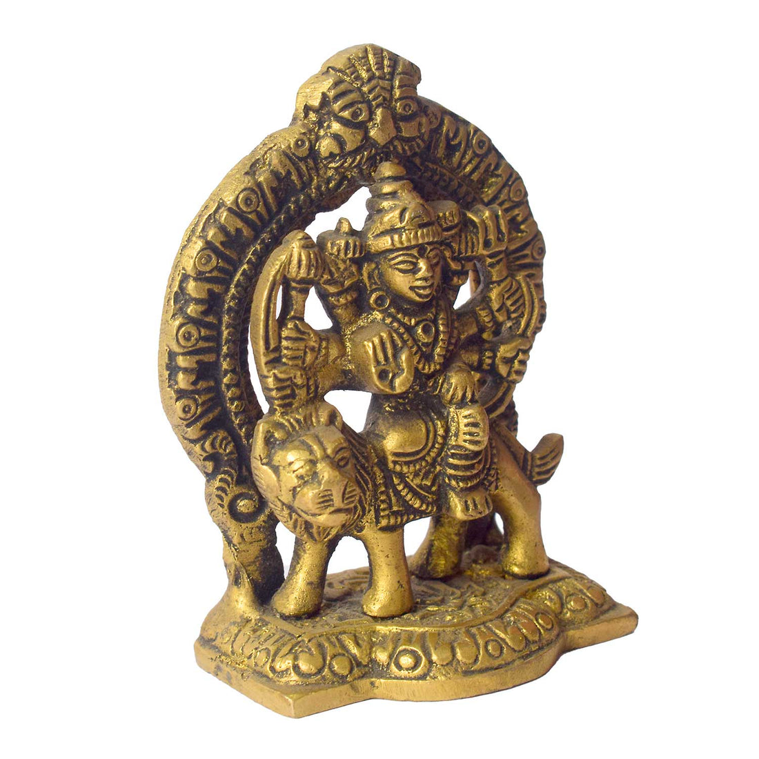 3 Inch Brass Durga Idol โ Ideal for Car Dashboard & Puja Room Decor