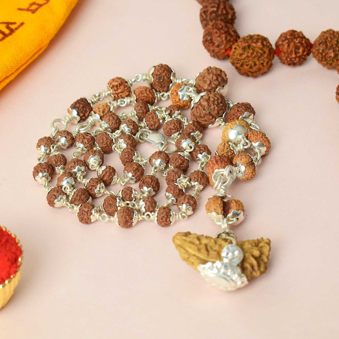 Certified 1 to 14 Mukhi Siddh Rudraksha Mala with Silver Capping (Indonesia)