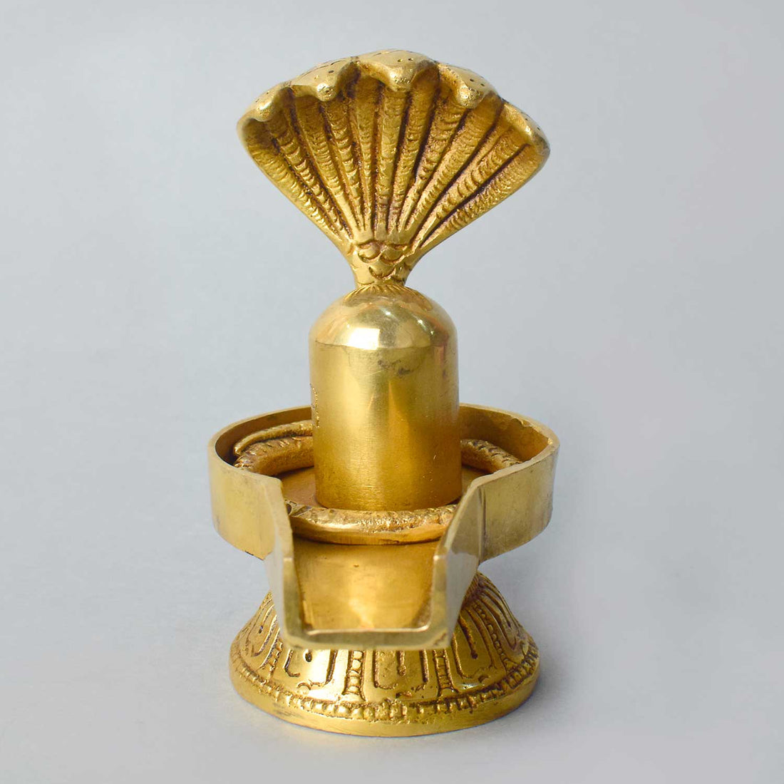 4.7 Inch Handcrafted Brass Shivling with Sheshnag