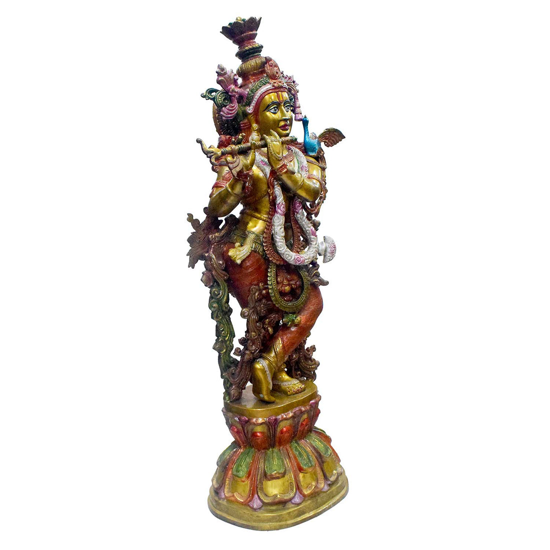 46 Inch Standing Brass Krishna Playing Flute Idol