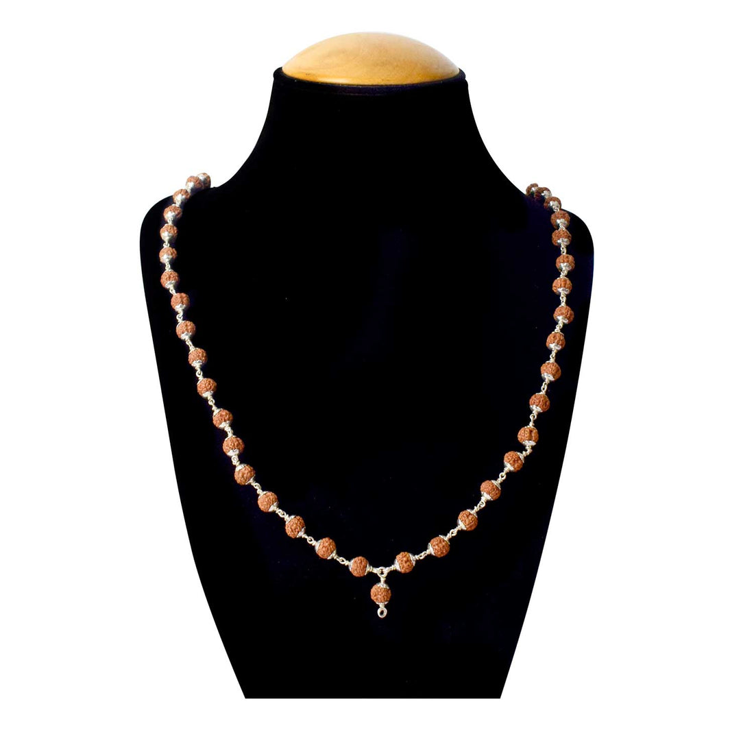 Hallmarked 925 Pure Silver 5 Mukhi Rudraksha Mala with silver Capping