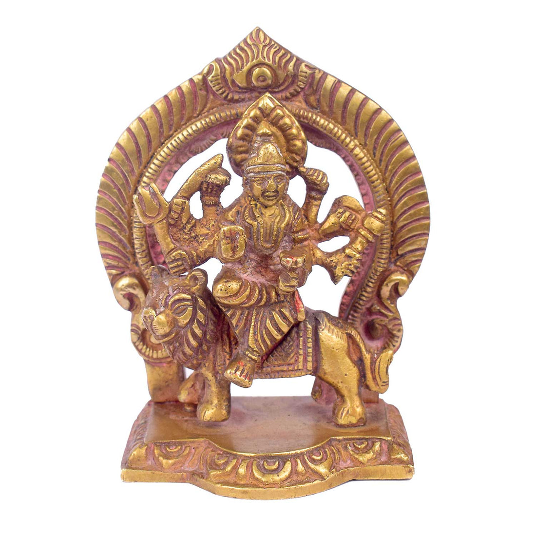 3.3 Inch Graceful Sherawali Mata in a Golden Frame