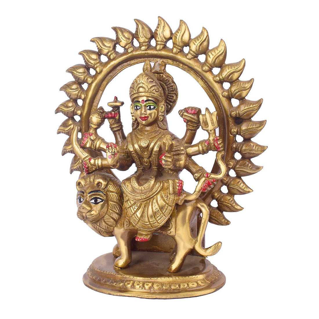 8 Inch Divine Sherawali Mata in a Round Frame