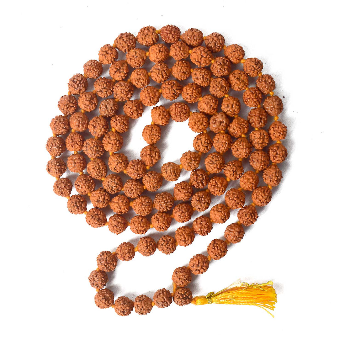5 Mukhi Rudraksha Mala Natural Brown 8mm Beads for Meditation