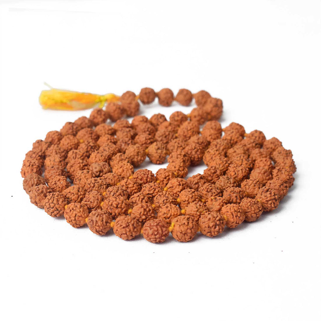 5 Mukhi Rudraksha Mala Natural Brown 8mm Beads for Meditation