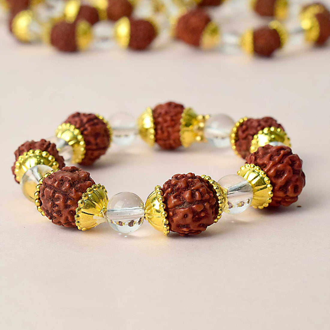 Rudraksha Bracelet with Natural Dark Brown Beads for Spiritual Balance