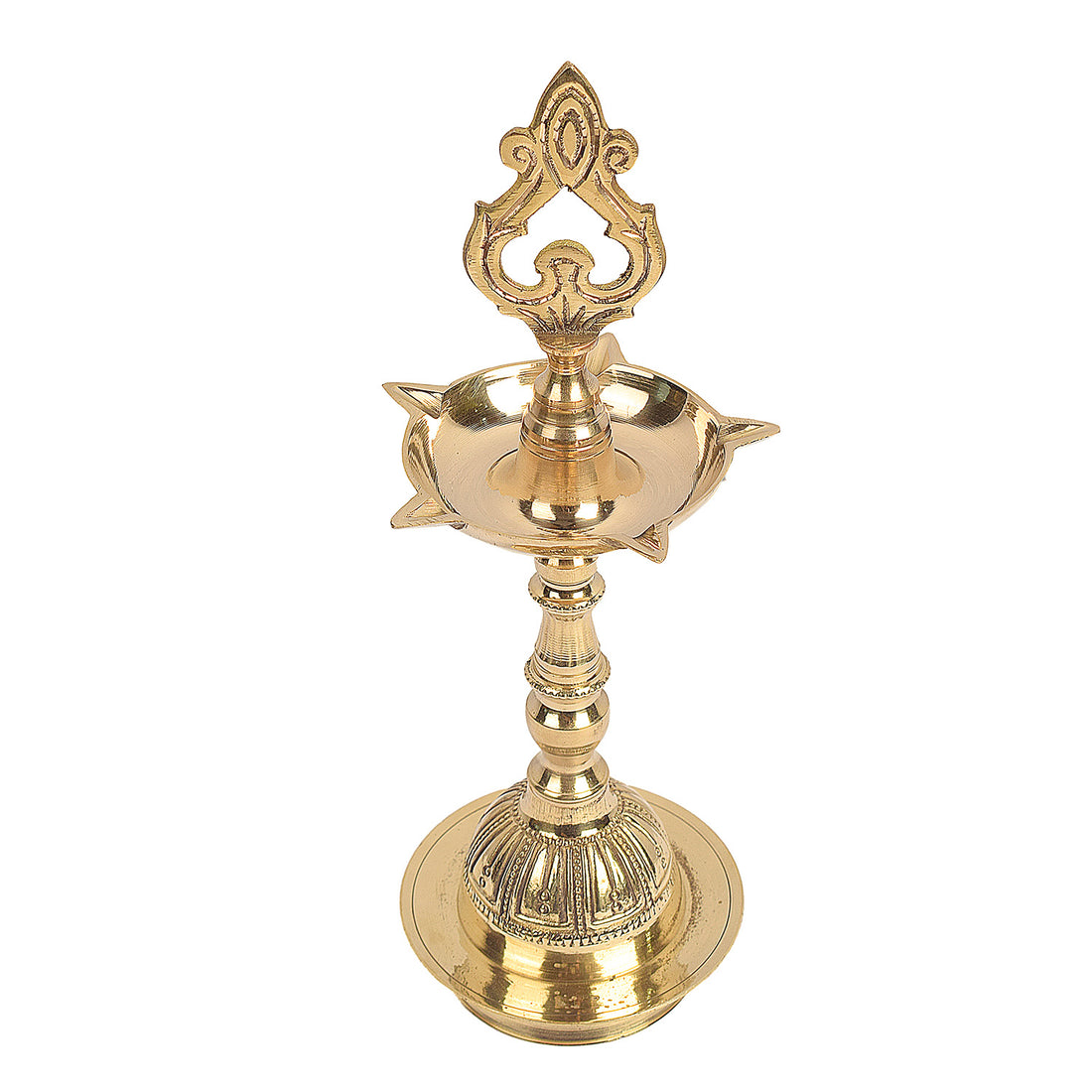 10.5 Inch Embossed Kerala Chandarbalyam Brass Diya