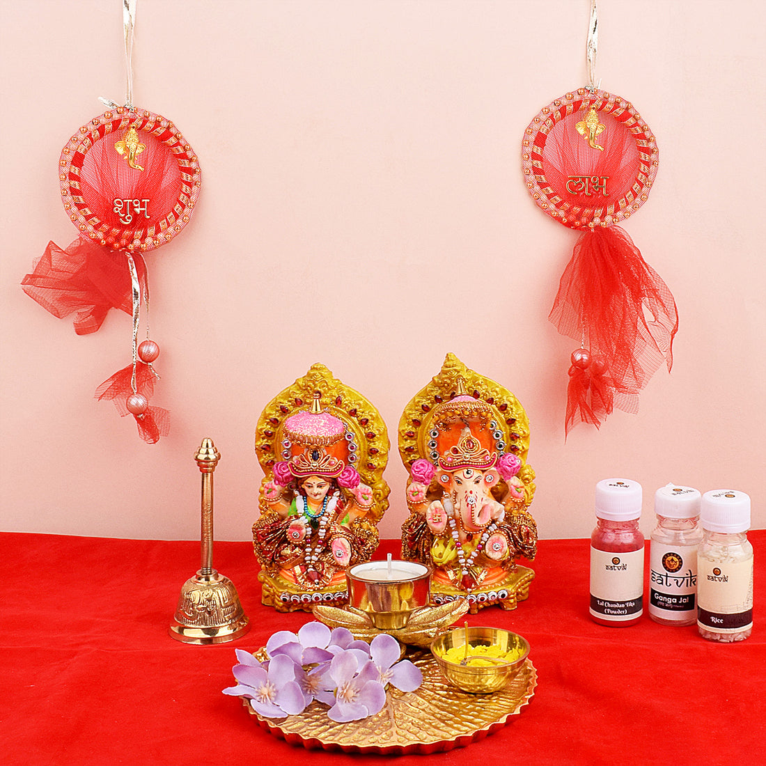Net Fabric Shubh Labh Side Door Wall Hangings