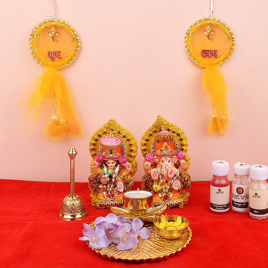 Net Fabric Shubh Labh Side Door Wall Hangings