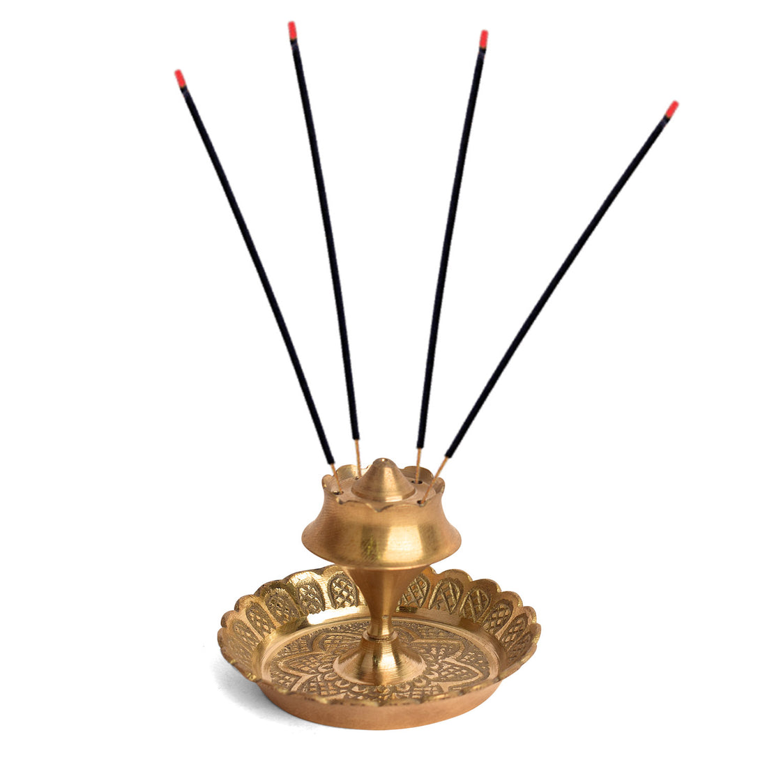 Elegant Brass Agarbatti Stick Stand with Ash Catcher