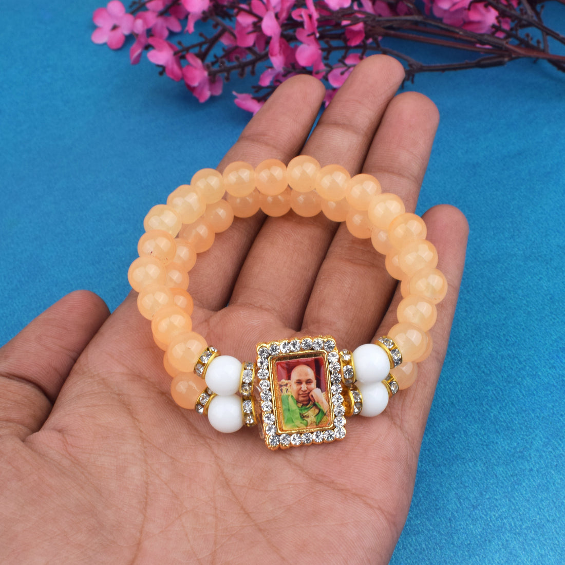 Orange Beaded Guru Ji Maharaj Handmade Bracelets for Men and Women