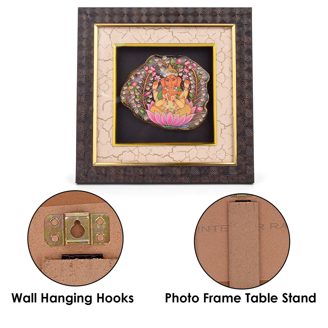 Divine Agate Ganesha Wooden Photo Frame
