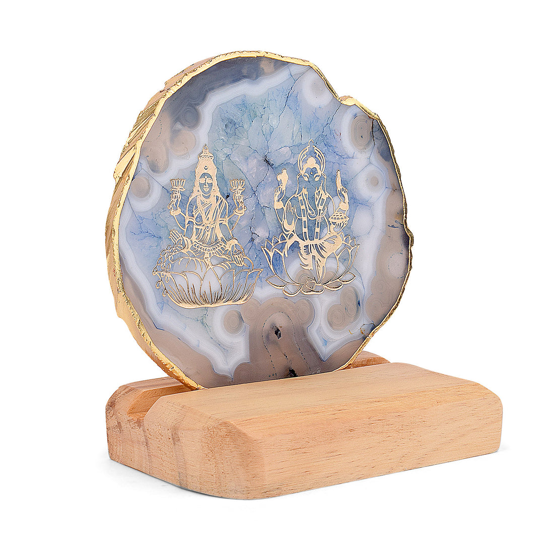 Agate Stone Stand featuring Laxmi & Ganesha