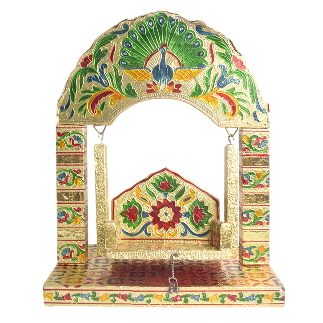 Peacock Frame Meenakari Designed Laddu Gopal Jhula