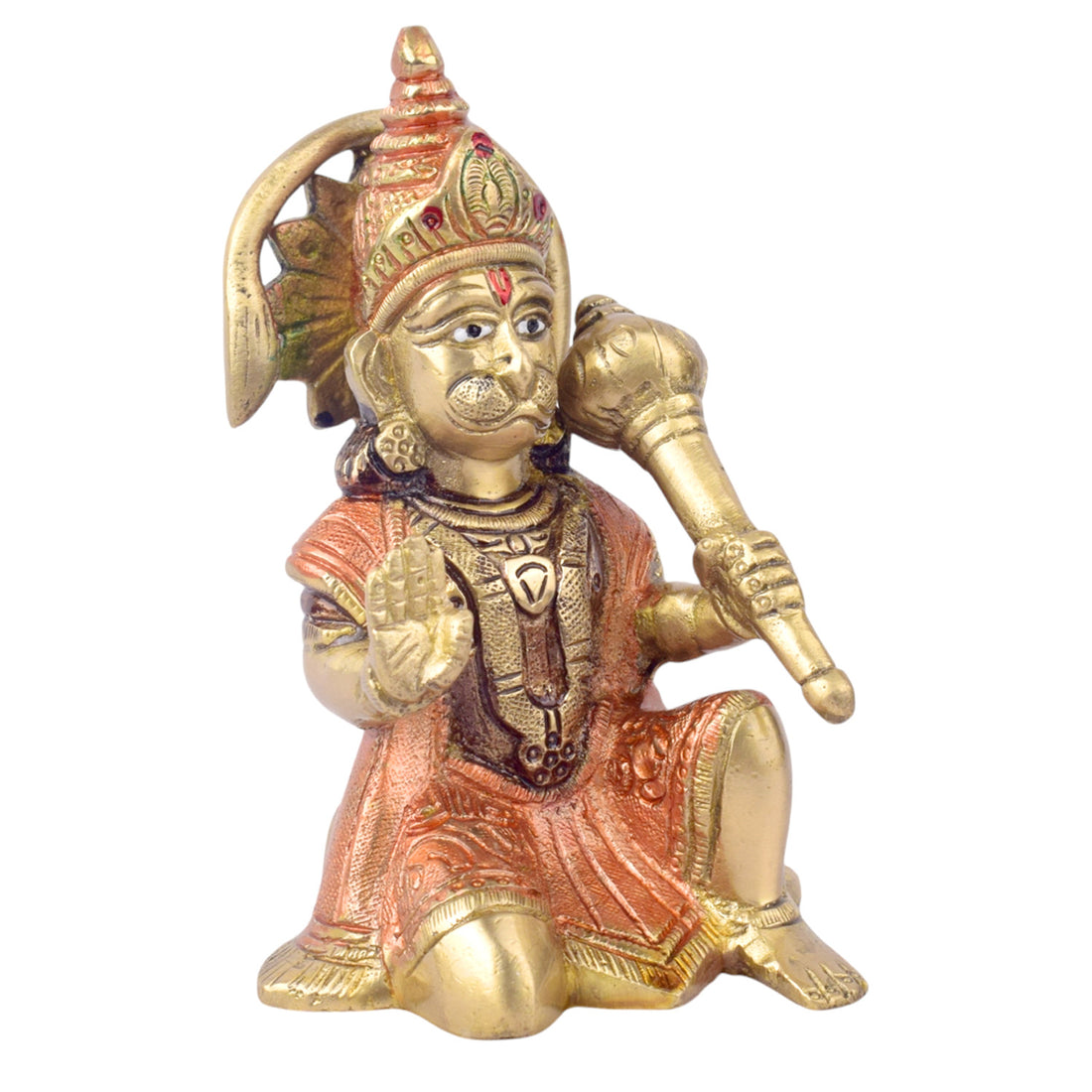 The "5.3 Inch Handcrafted Brass Hanuman Idol" is a meticulously crafted statue that beautifully captures the essence of Lord Hanumanβs strength, devotion, and protection. Standing at 5.3 inches tall, this idol is made from high-quality brass and features exquisite handcrafted detailing,