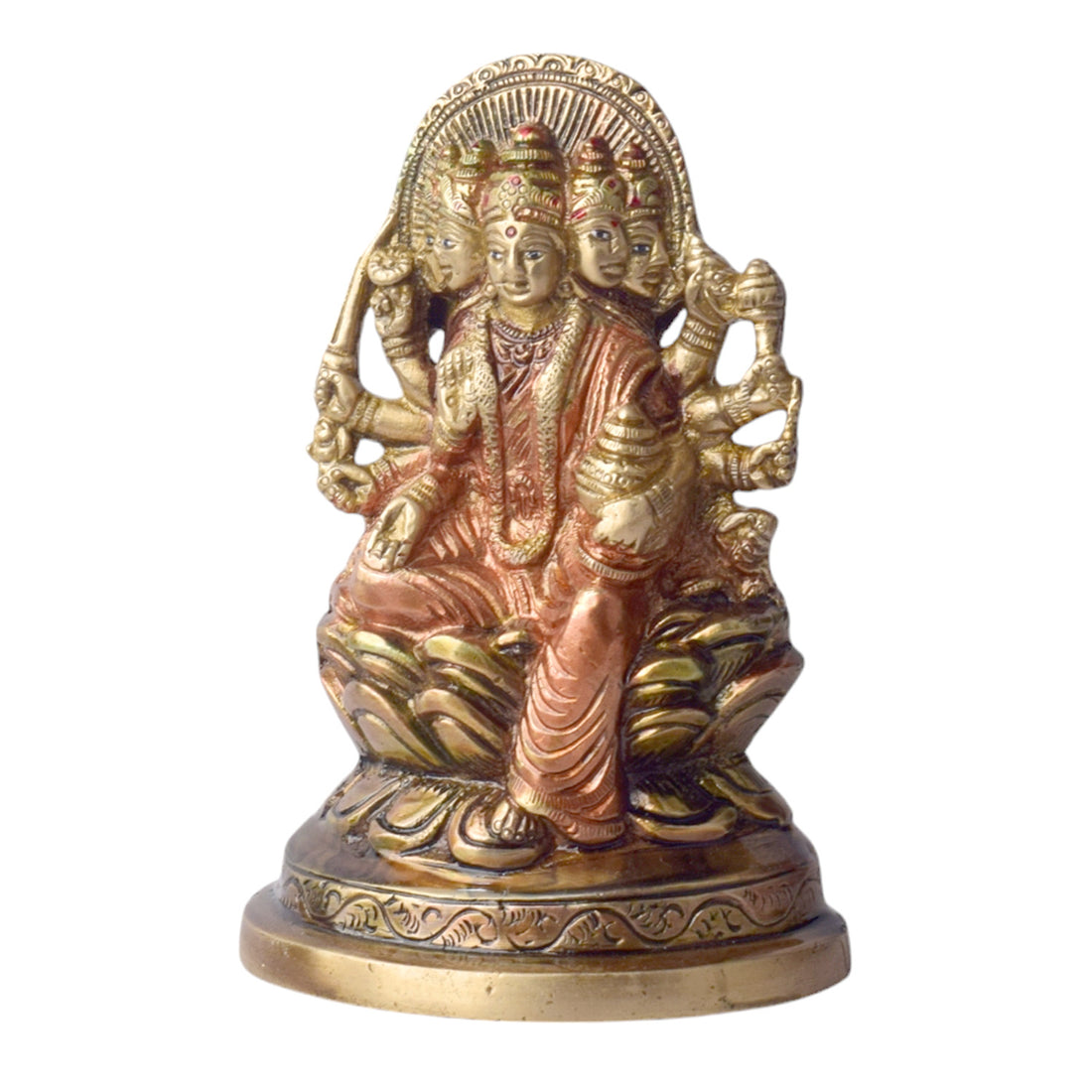 The 5.5 Inch Panchmukhi Laxmi Idol Symbol of Prosperity and Divine Blessings is a beautifully crafted idol that embodies the powerful and multifaceted energy of Goddess Laxmi, the deity of wealth, prosperity, and abundance. This unique idol features Panchmukhi (five-faced) Laxmi, representing the five different aspects of life that she governs โ wealth, health, education, prosperity, and peace.