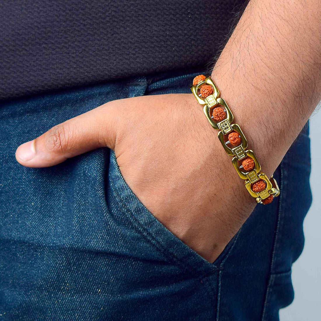 Gold Plated Rudraksha Bracelet β Premium IGP Finish