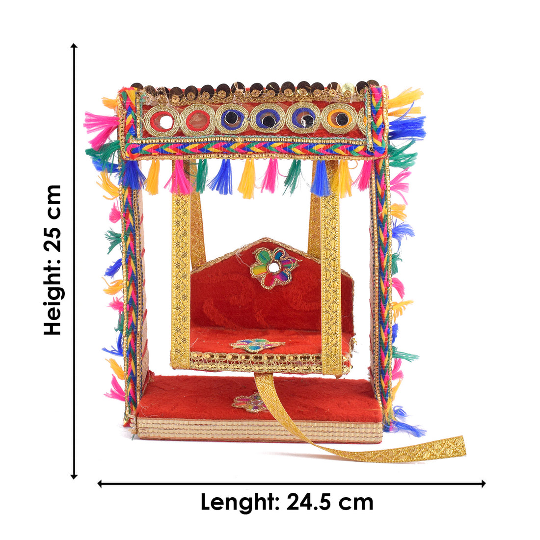 Elegant Laddu Gopal Jhula with Mirror Stone