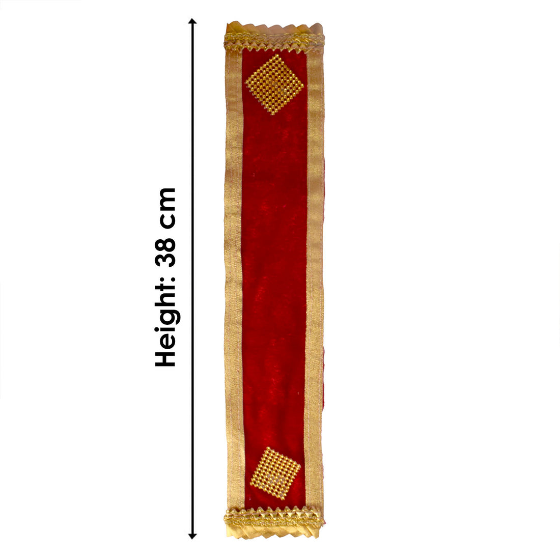 Traditional Red Velvet Ganpati Idol Patka - 15 Inch