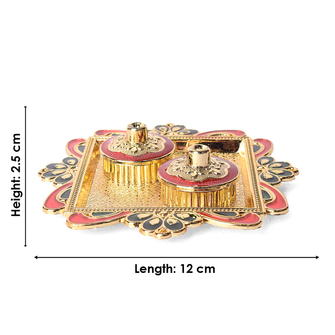 Kumkum Holder Adorned with Intricate Traditional Patterns