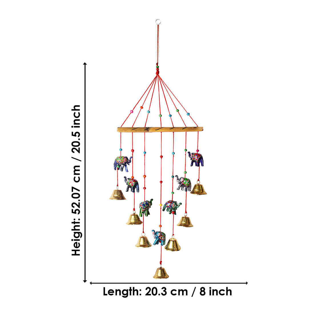 Rajasthani Colorful Elephant Wall Hanging Wind Chimes