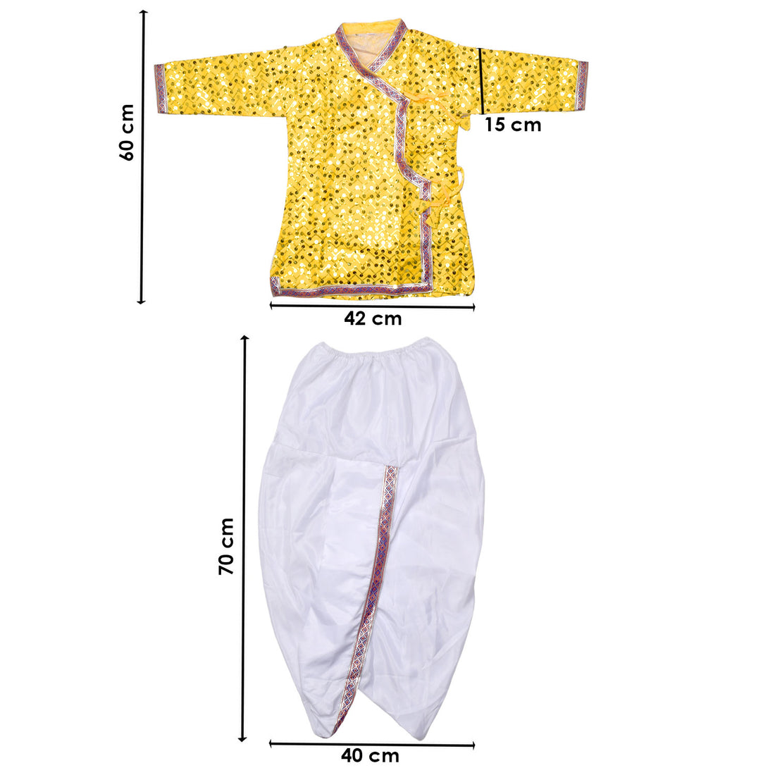 Yellow Krishna Dress β Sequin Embellished Outfit with Silver Border