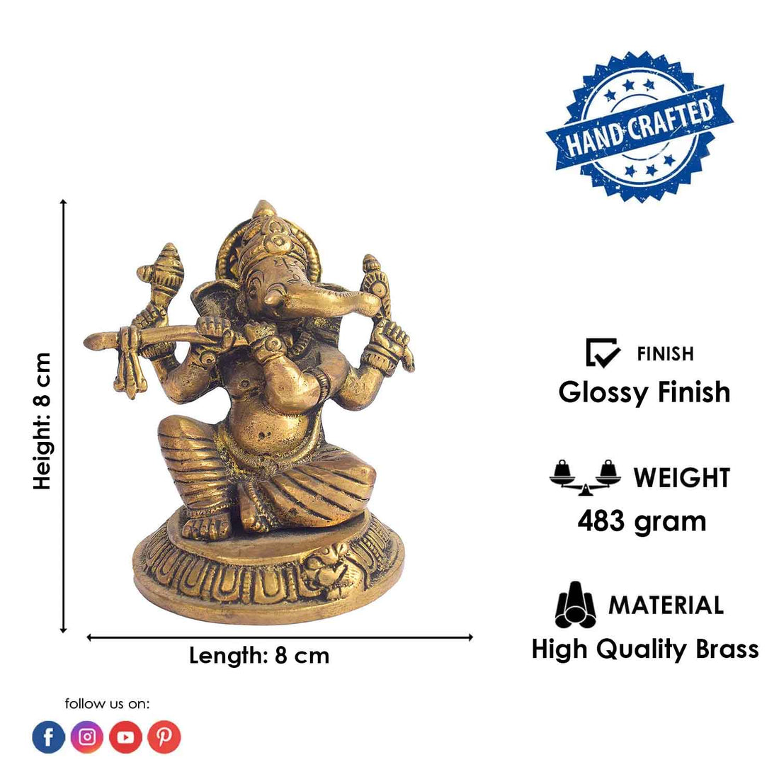 3.1 Inch Divine Ganesha with Flute Statue