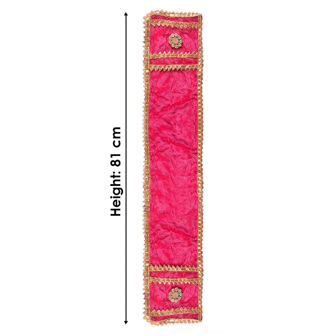 Traditional Pink Velvet Ganpati Idol Patka with Gold Border