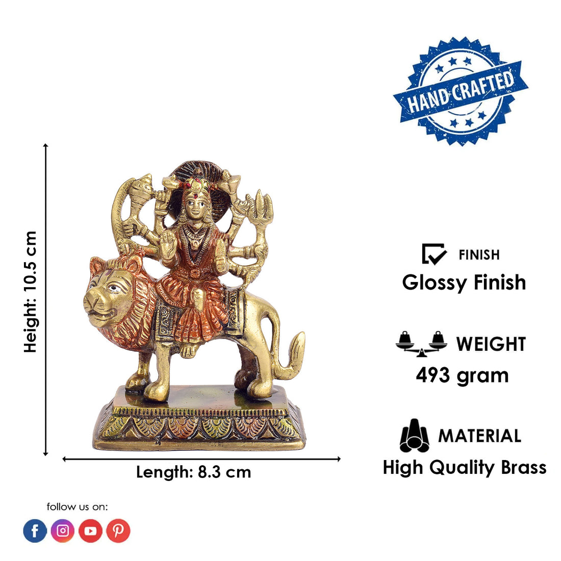 4.1 Inch Elegant Durga Maa Idol for Home Temple & Festive Decor