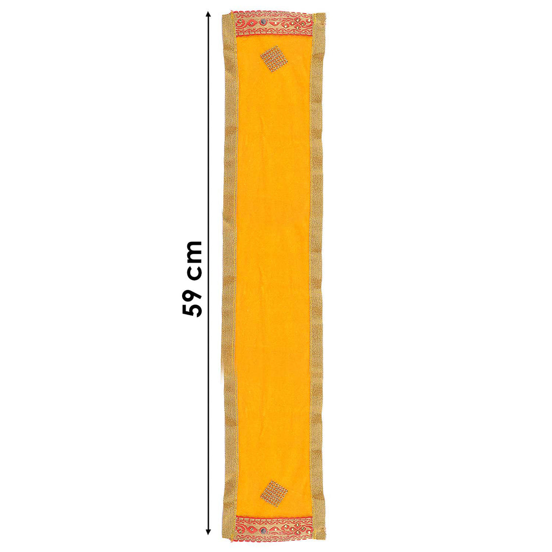 Elegant Yellow Velvet Ganpati Idol Patka with Mirror Embellishment
