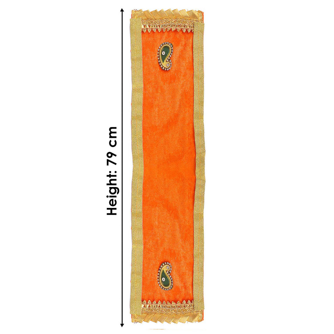 Royal Orange Velvet Ganesha Idol Patka - 31 Inch