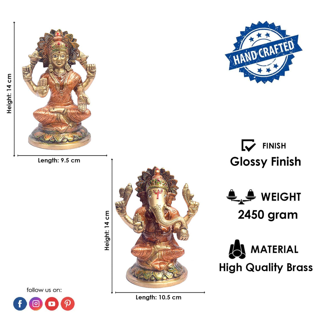5.5 Inch Premium Handcrafted Lakshmi Ganesh Idol