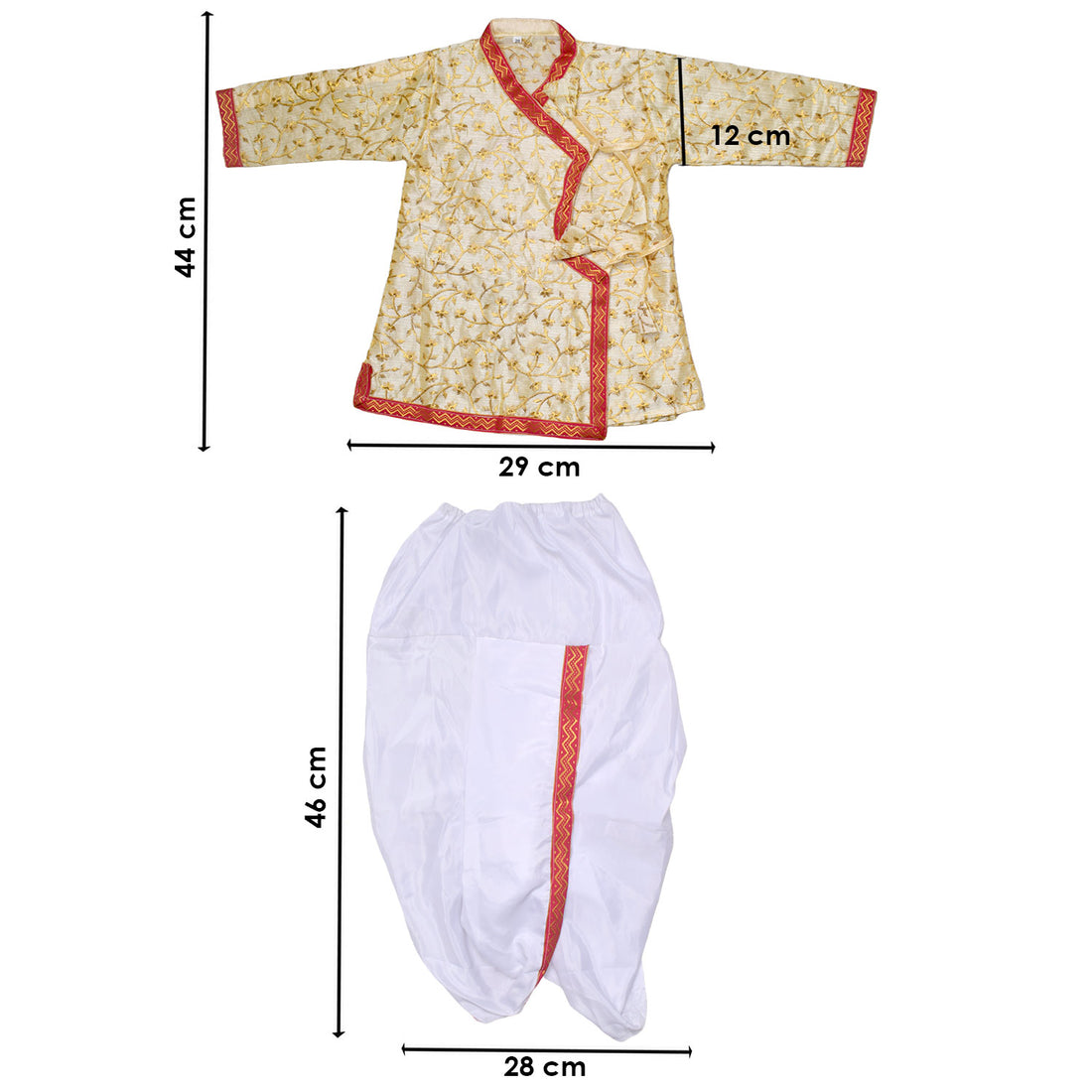 Cream Krishna Dress β Embroidered Dhoti Kurta with Red Border