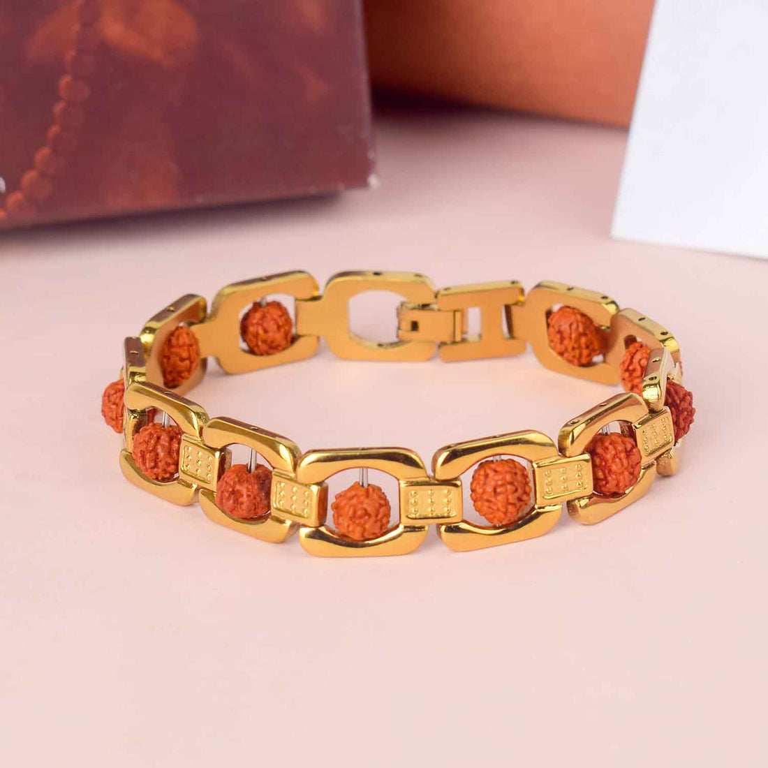 Premium PVD Coated Gold Plated Rudraksha Bracelet Combo