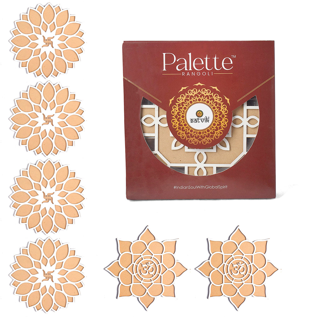 8-Inch Reusable Rangoli Stencils for DIY Decor Set of 6