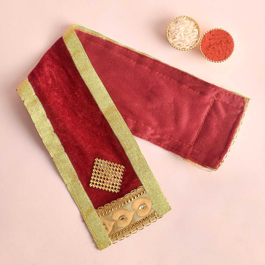 Elegant Maroon Angvastra/Patka| India’s Largest Pooja Accessories Brand – www.satvikstore.in