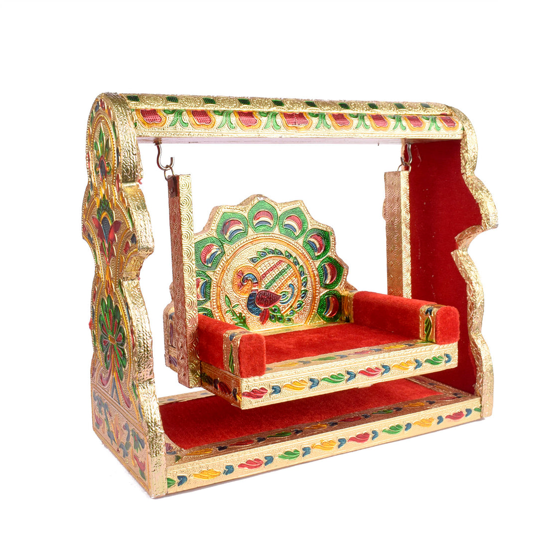 Meenakari Jhula β Singhasan Style Velvet Cradle for Laddu Gopal