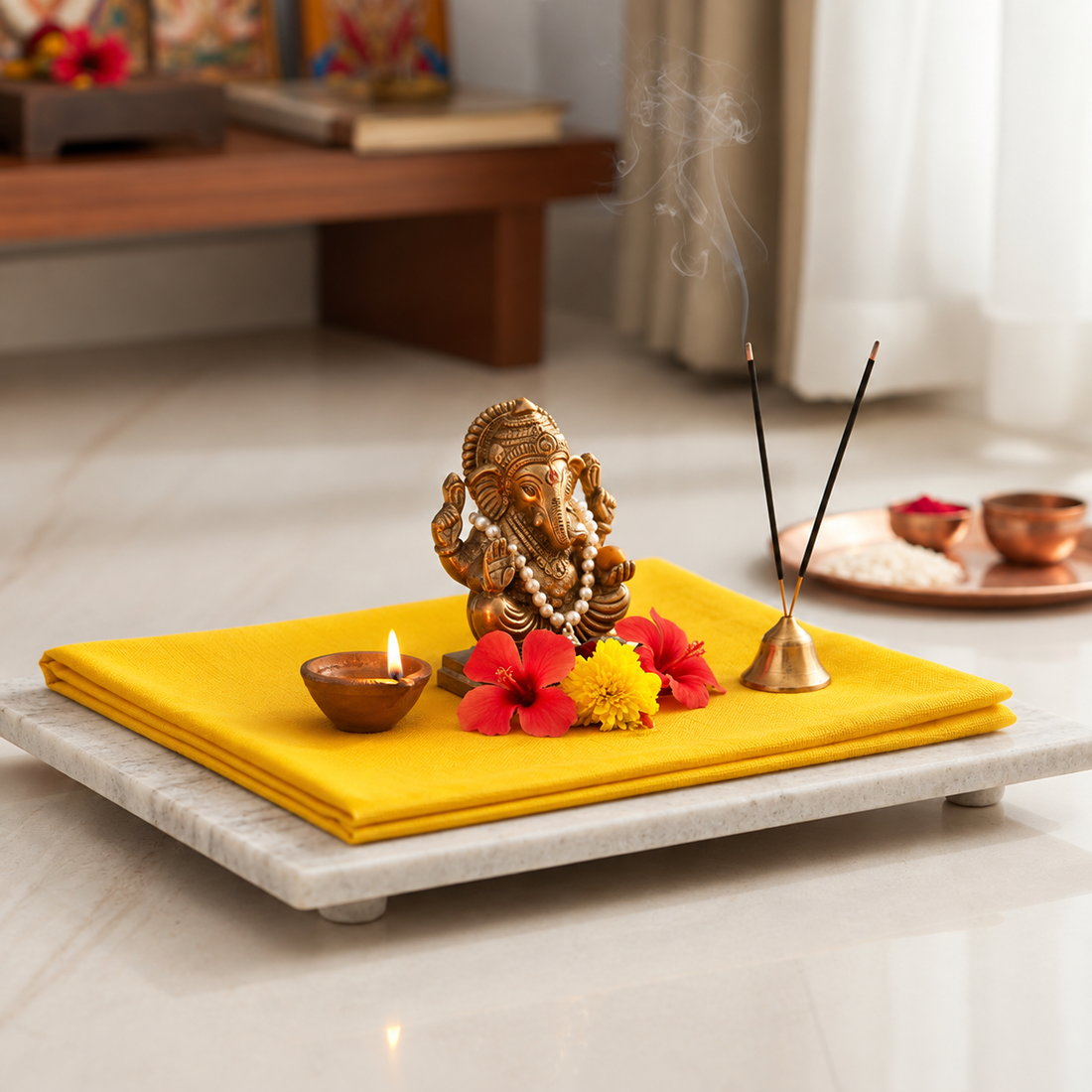Yellow Cotton Cloth – 1.25 Meter for Pooja & Rituals