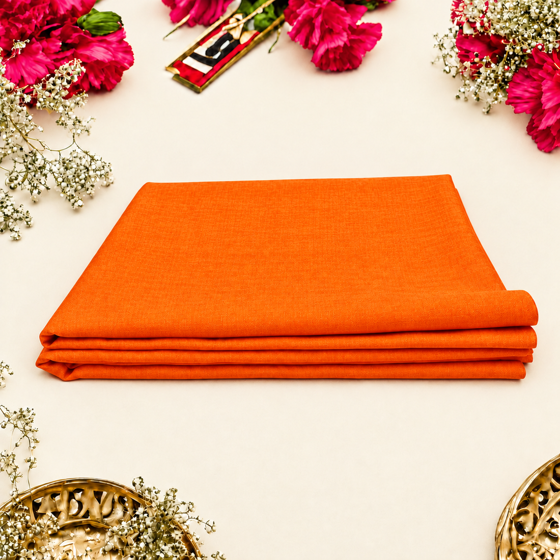 Orange Cotton Cloth β 1.25 Meter for Pooja & Rituals
