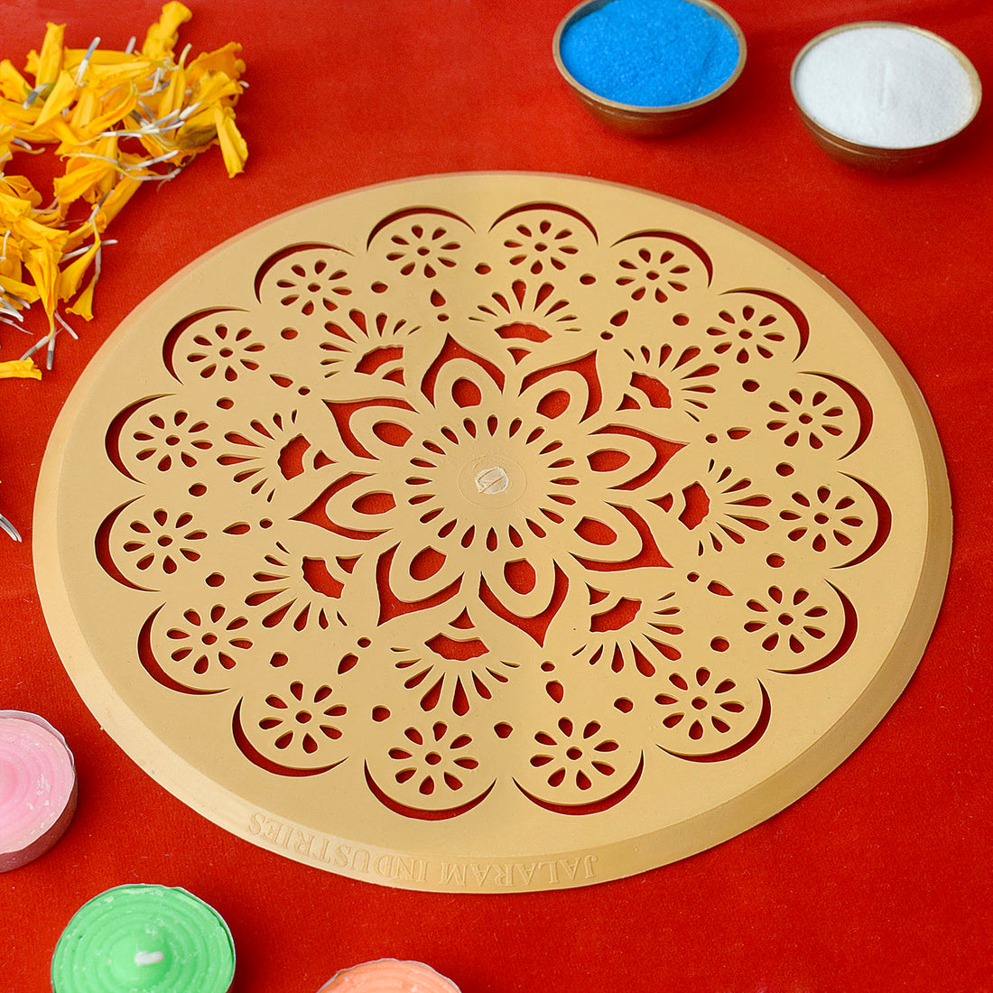 Intricate Round Floral Lace Rangoli Stencil
