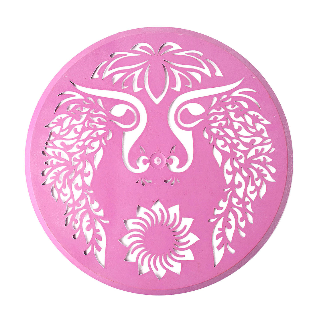 Reusable Pink Round Peacock Design Rangoli Stencils