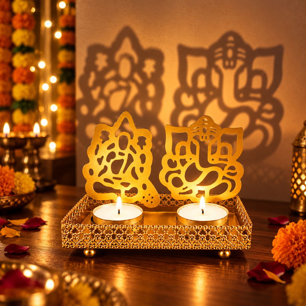 Decorative Lord Ganesh and Lakshmi Shadow Diya