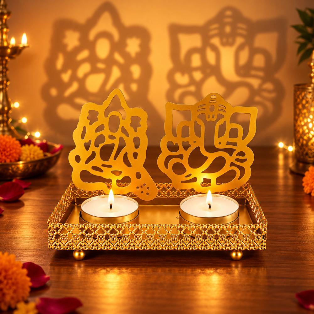 Decorative Lord Ganesh and Lakshmi Shadow Diya