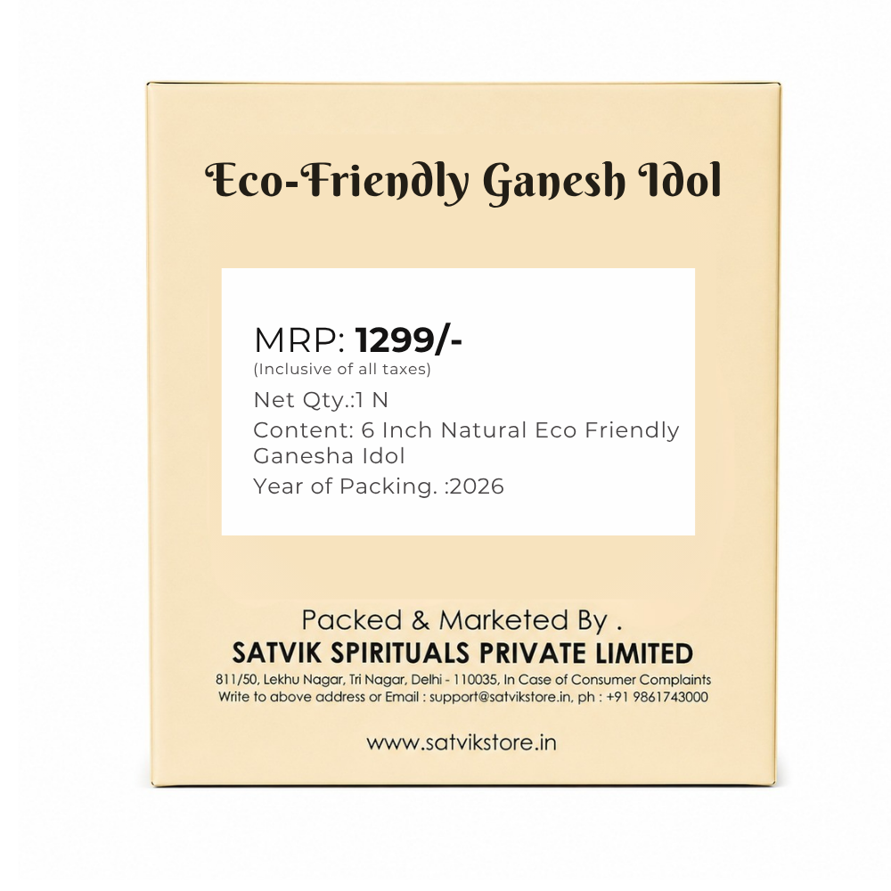 6 Inch Natural Eco Friendly Ganesha Idol Seated on Lotus Base
