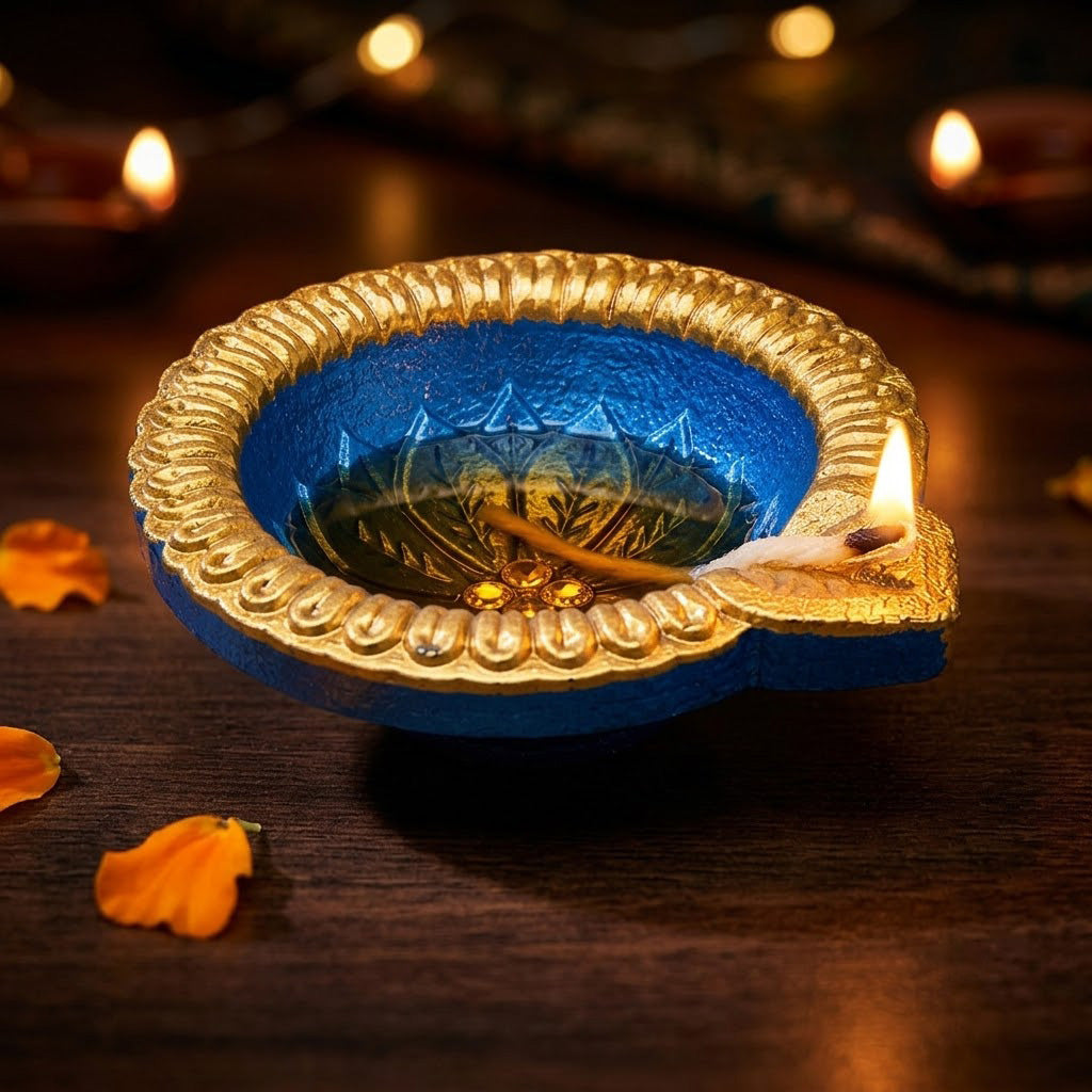 12 Pcs Hand-Painted Teardrop Multicolor Clay Diyas
